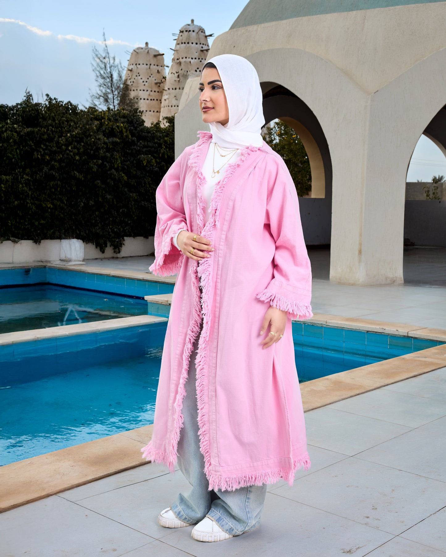 Denim cardigan in pink
