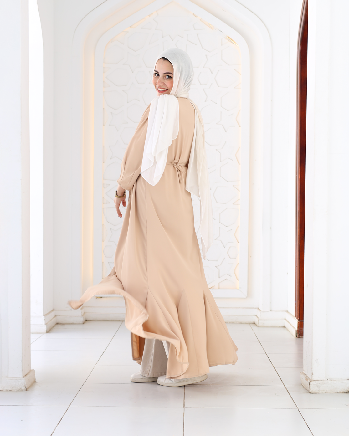 Plain Wrap Dress In Beige