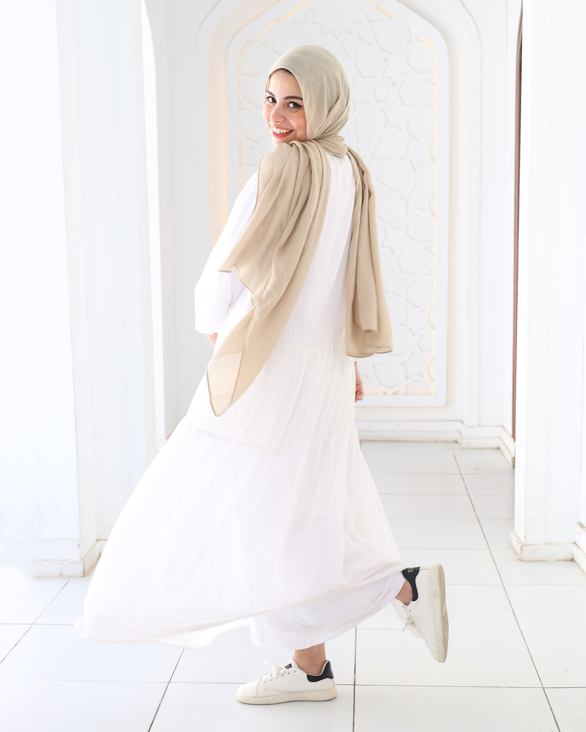 White Tiered Chiffon Dress