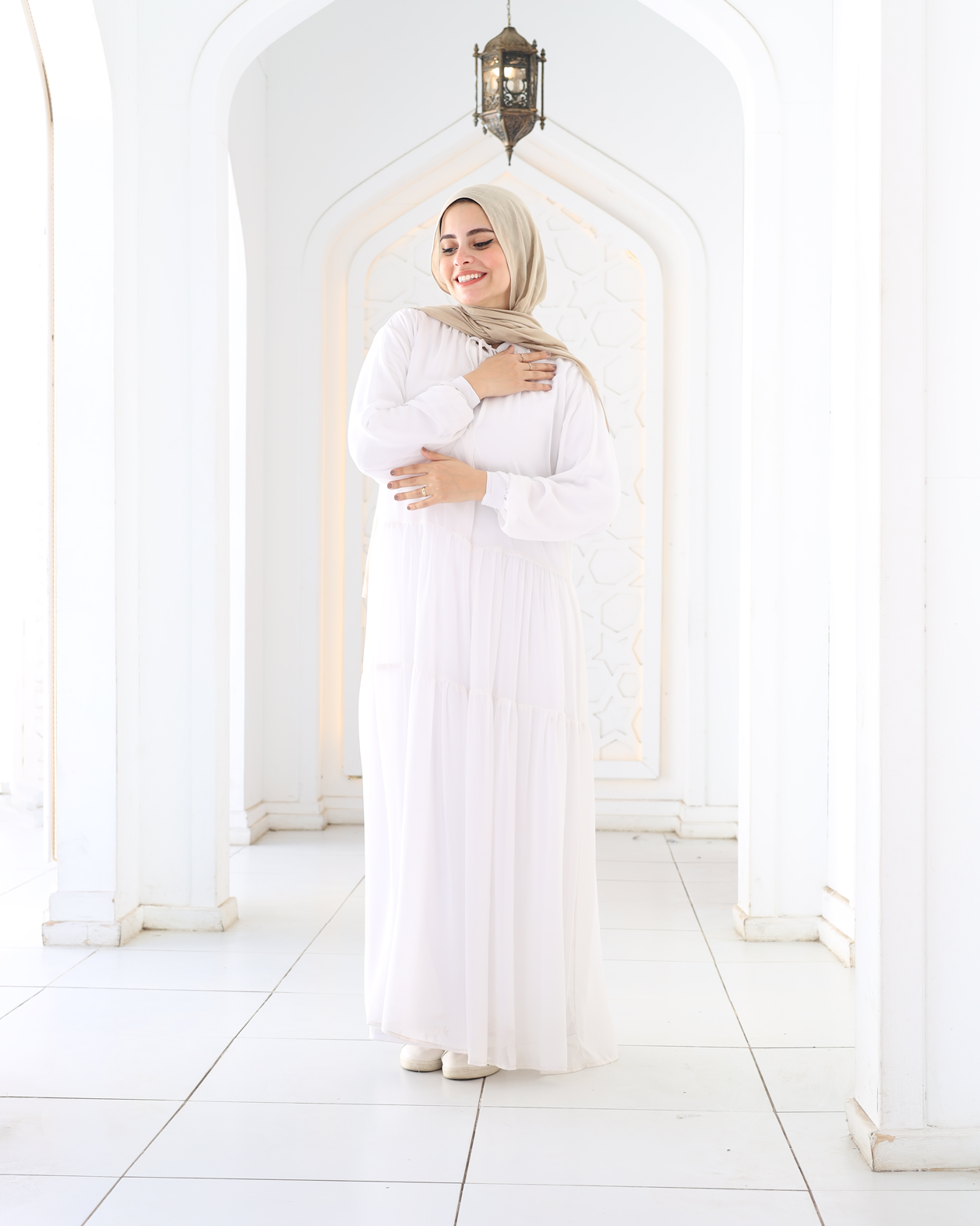 White Tiered Chiffon Dress