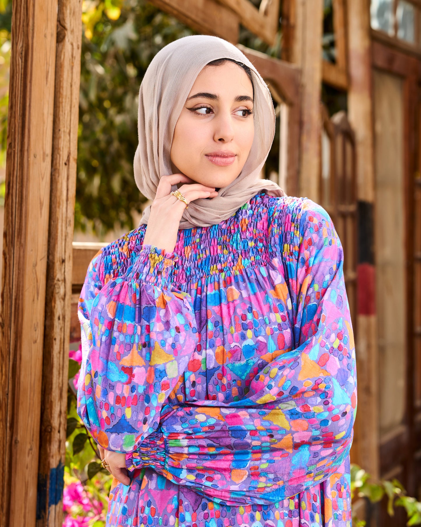 Mosaic Pattern Dress (Fuchsia)