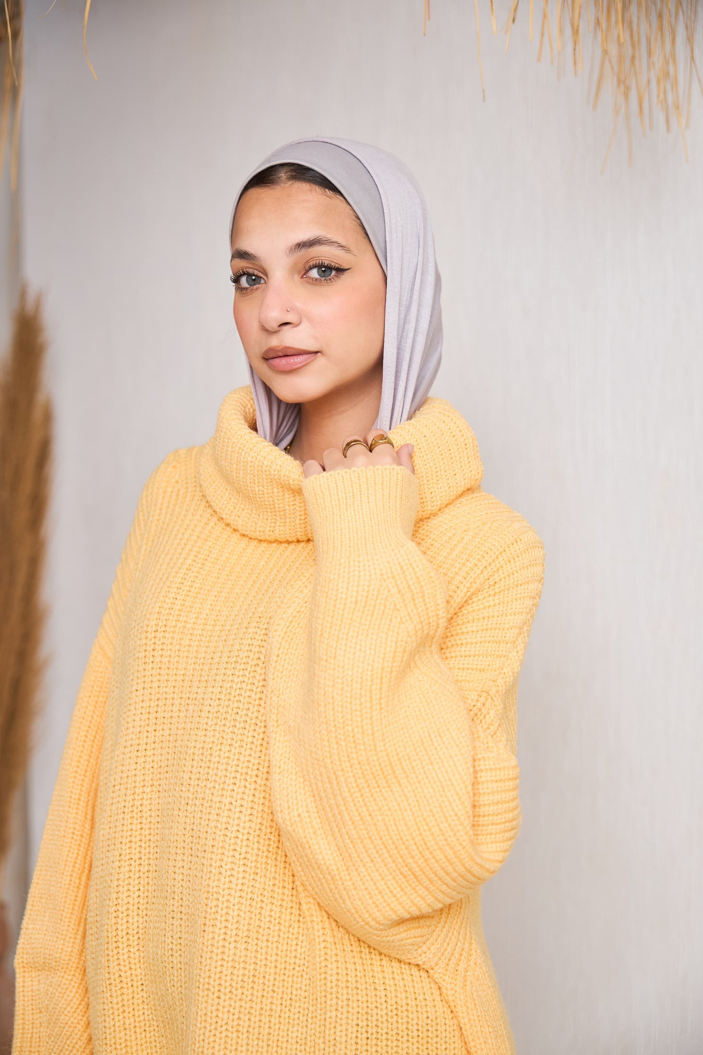 High-Low Turtle-neck Pullover In yellow