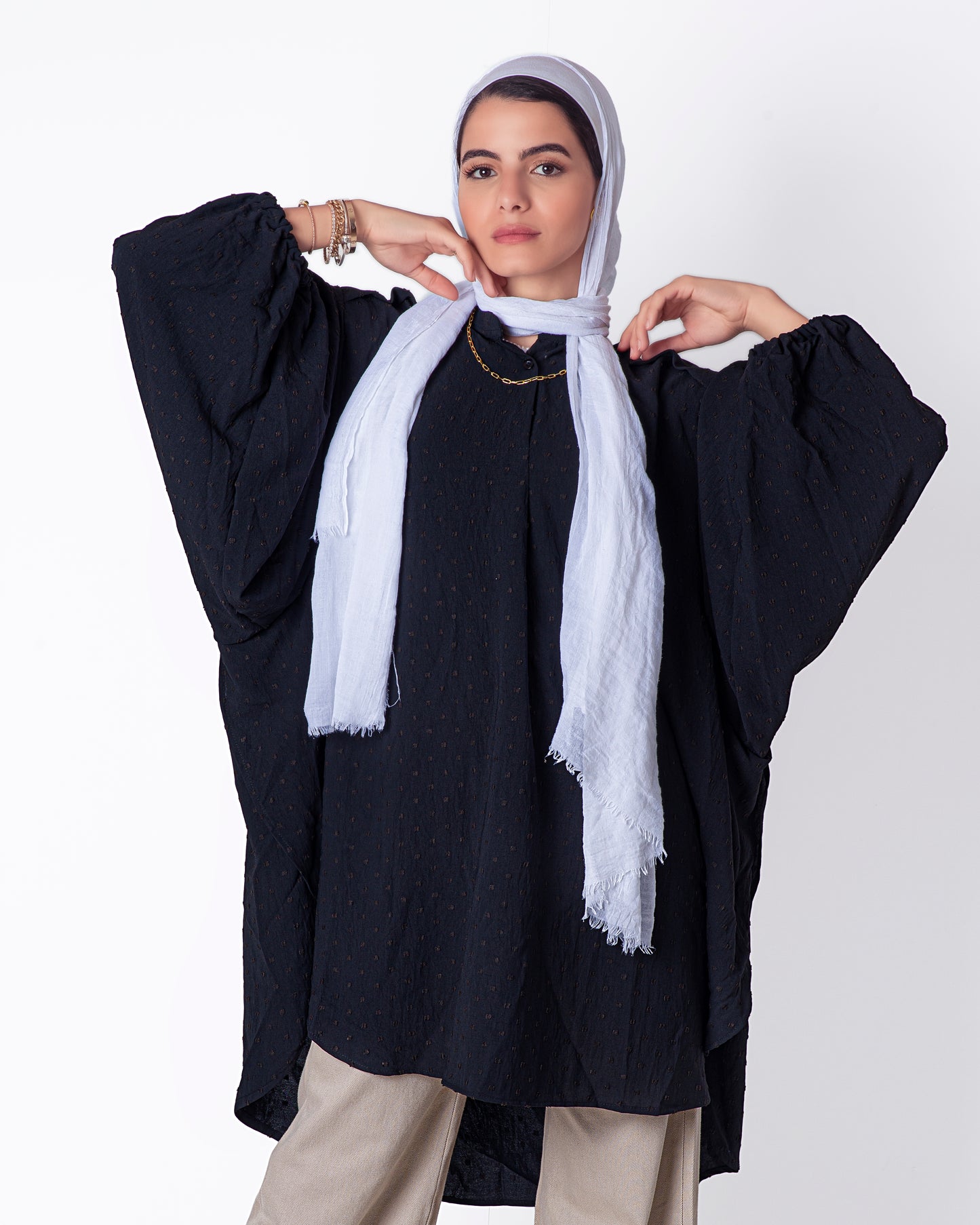 bubble blouse black