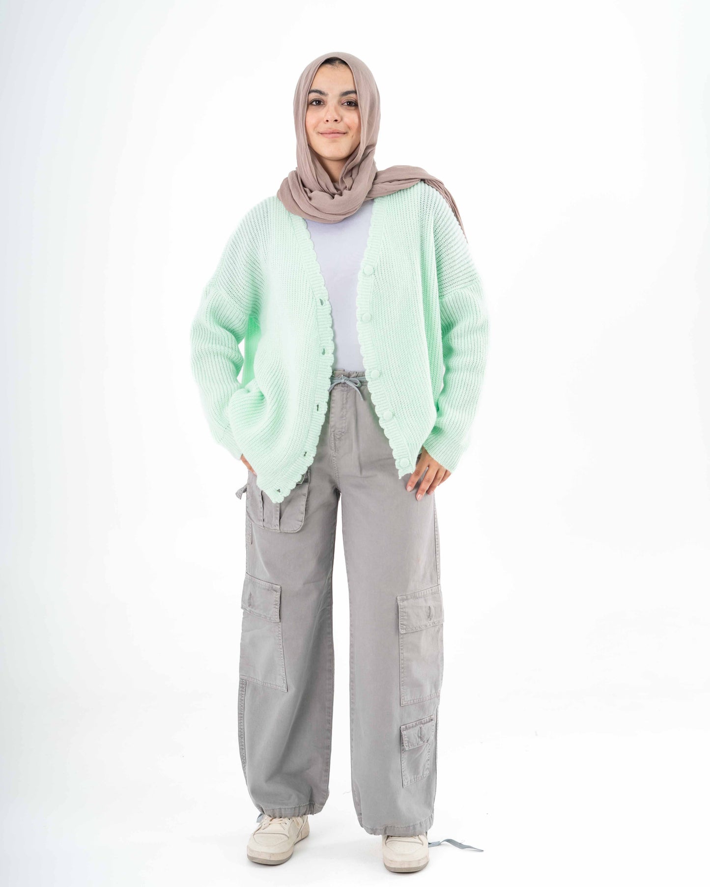 Oversized Button-Up Cardigan In Applegreen