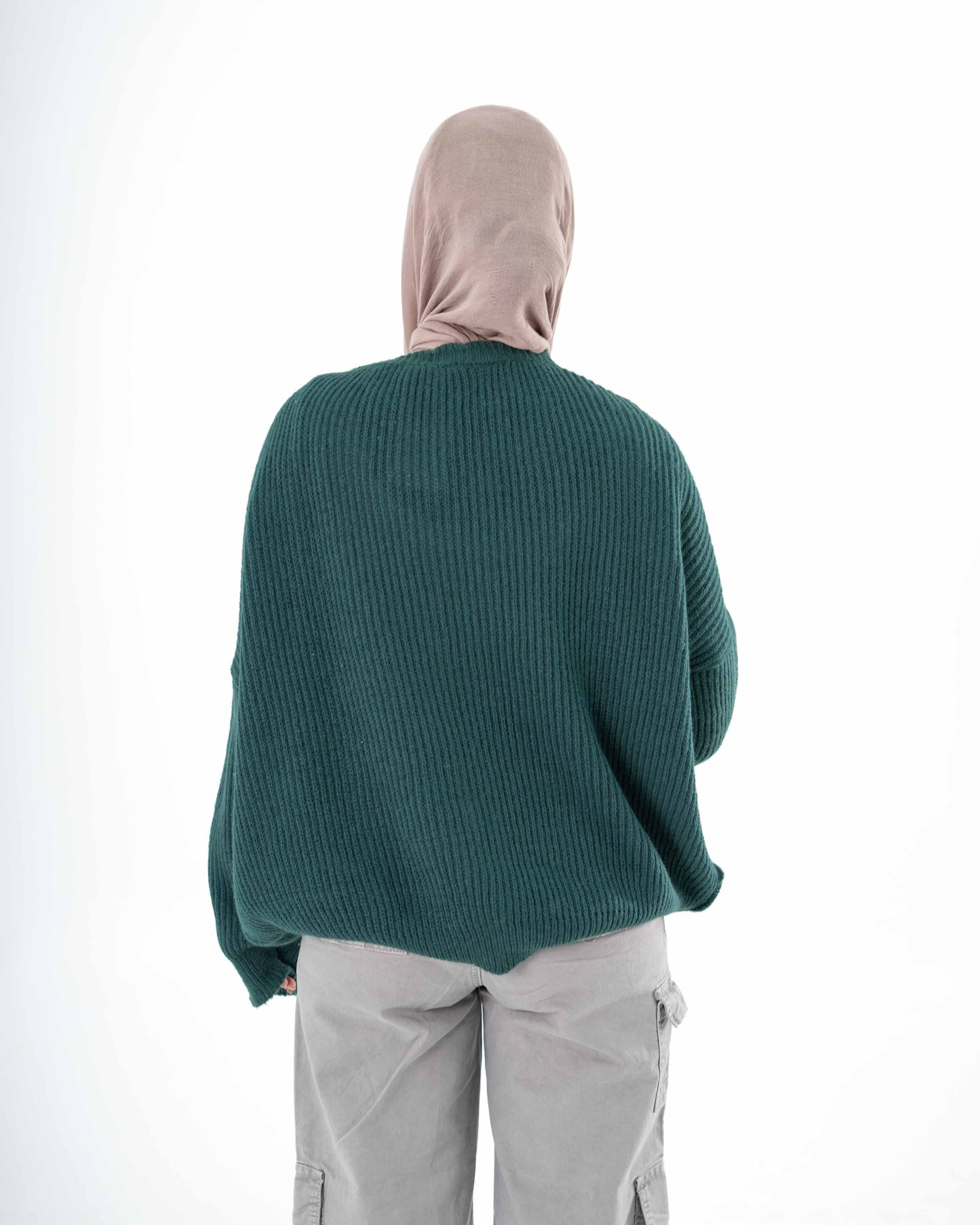 Oversized Button-Up Cardigan In Green