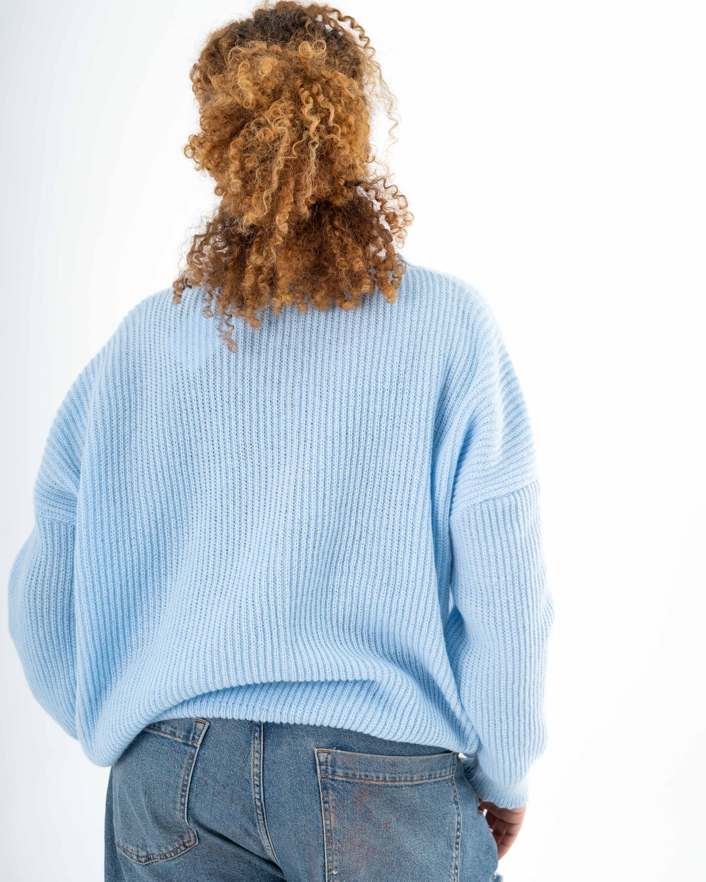 Oversized Button-Up Cardigan In Babyblue