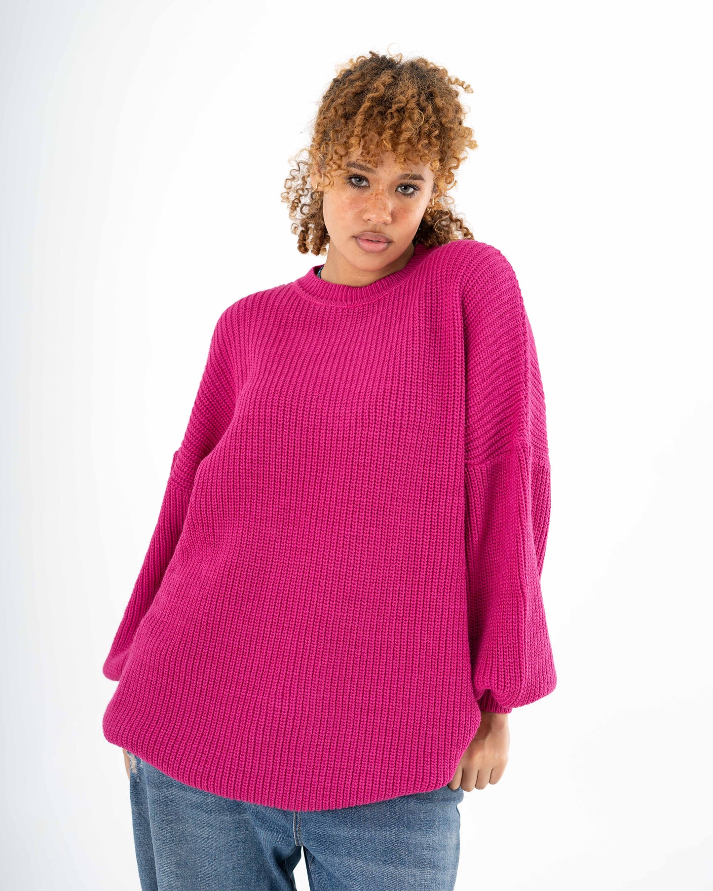 Extra Oversized Chunky Pullover In Pink