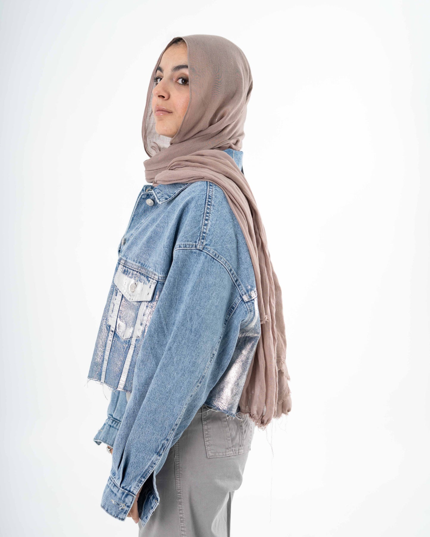 Shimmering Denim jacket "SliverXBlue"