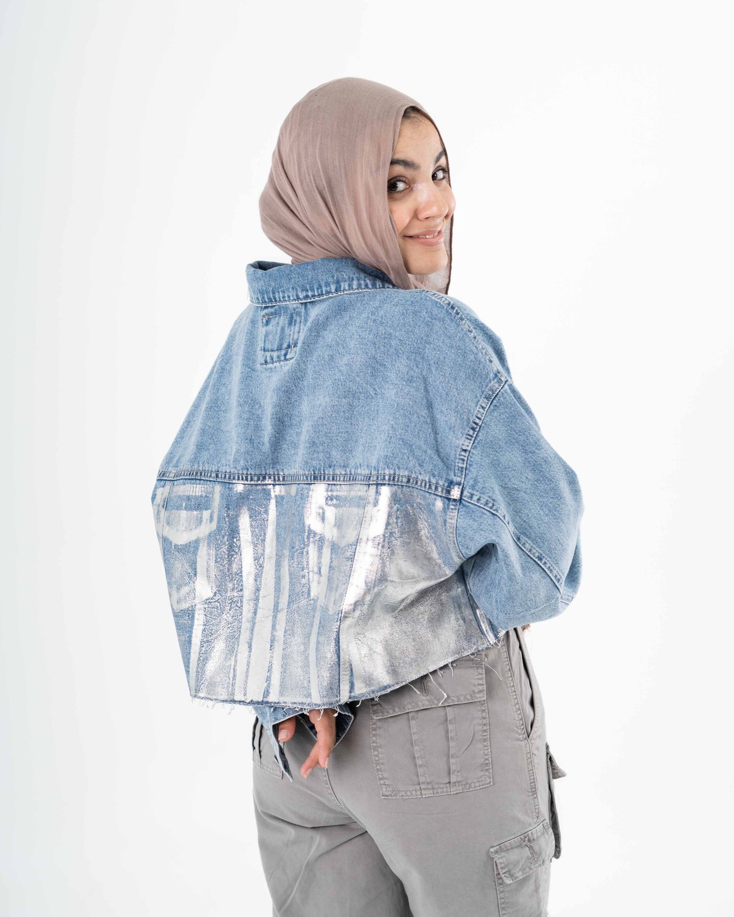 Shimmering Denim jacket "SliverXBlue"