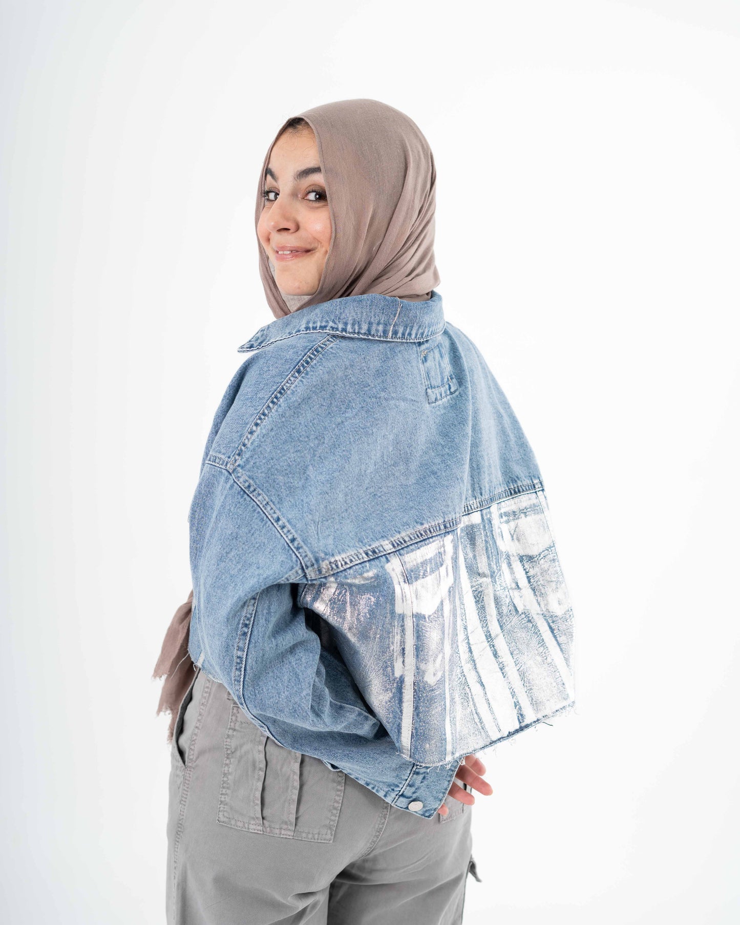 Shimmering Denim jacket "SliverXBlue"
