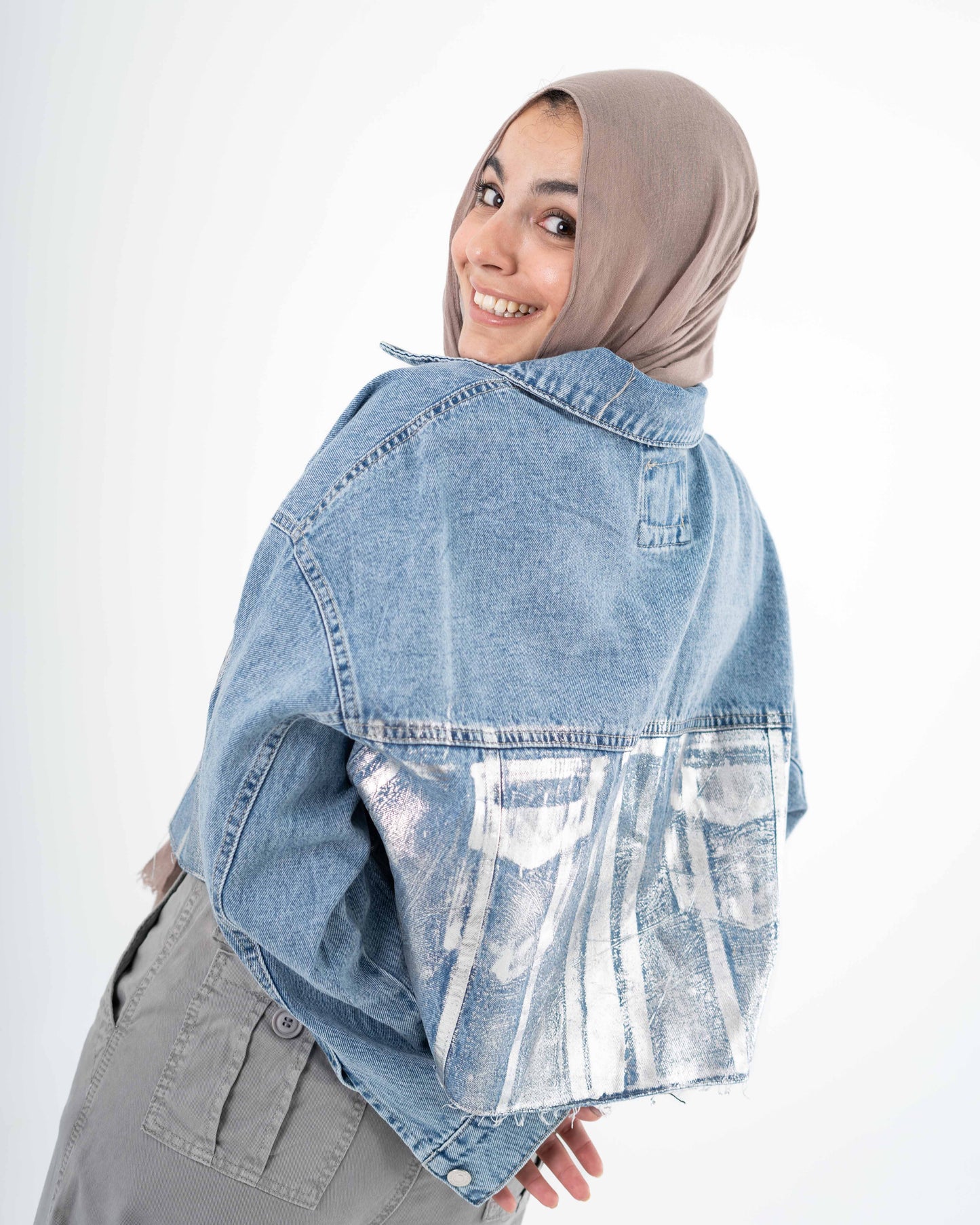 Shimmering Denim jacket "SliverXBlue"