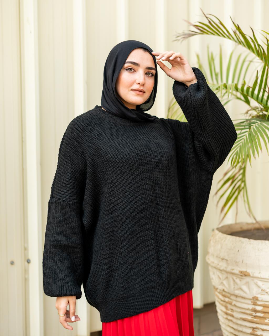 Oversized Chunky Pullover in black