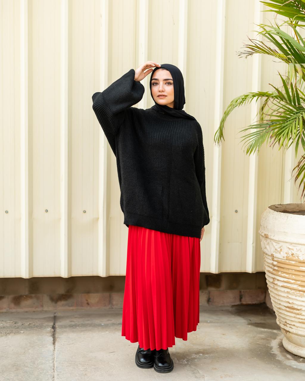 Oversized Chunky Pullover in black