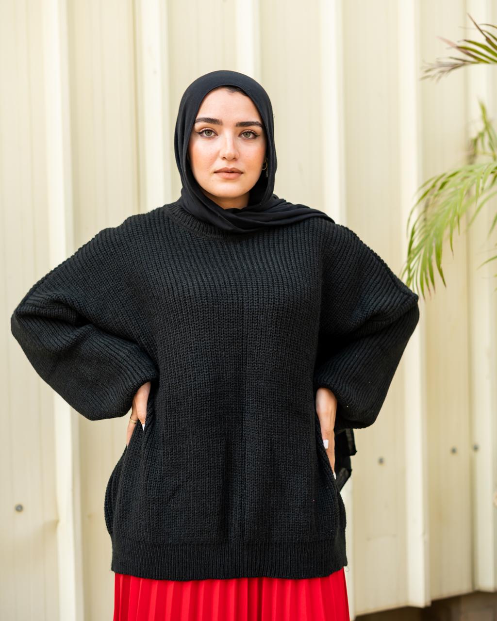 Oversized Chunky Pullover in black