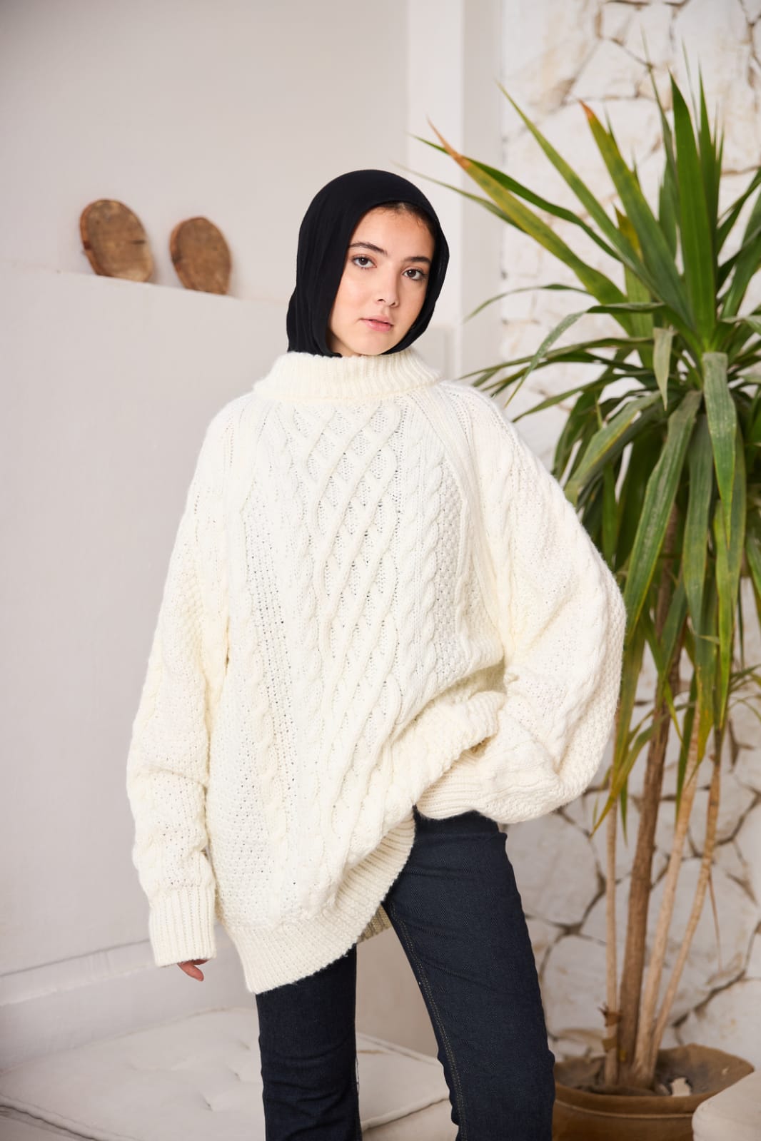 Oversized Cable-knit Sweater