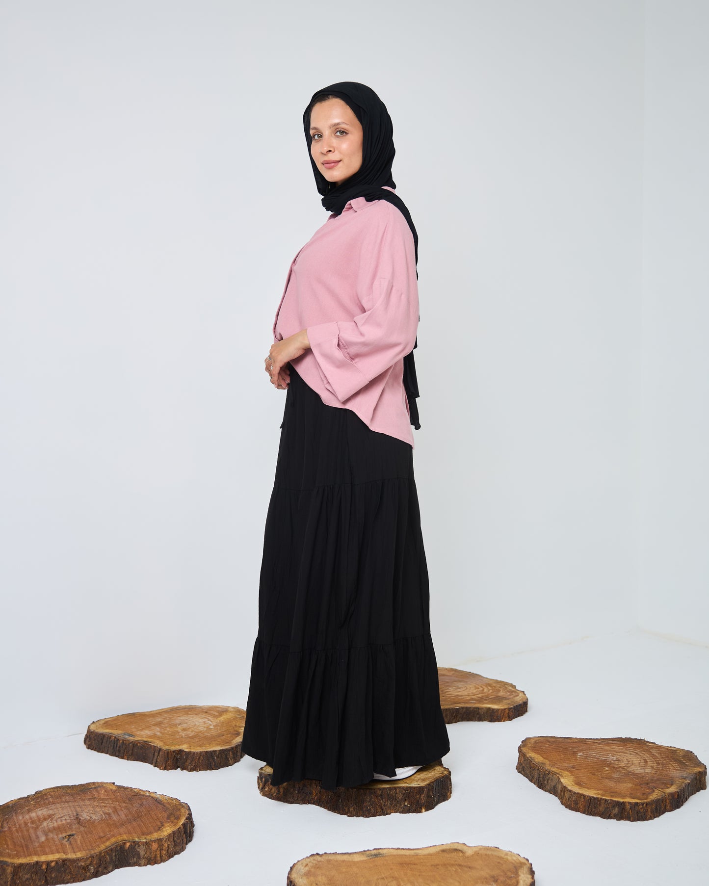 Flowy Linen Shirt in Rose-pink