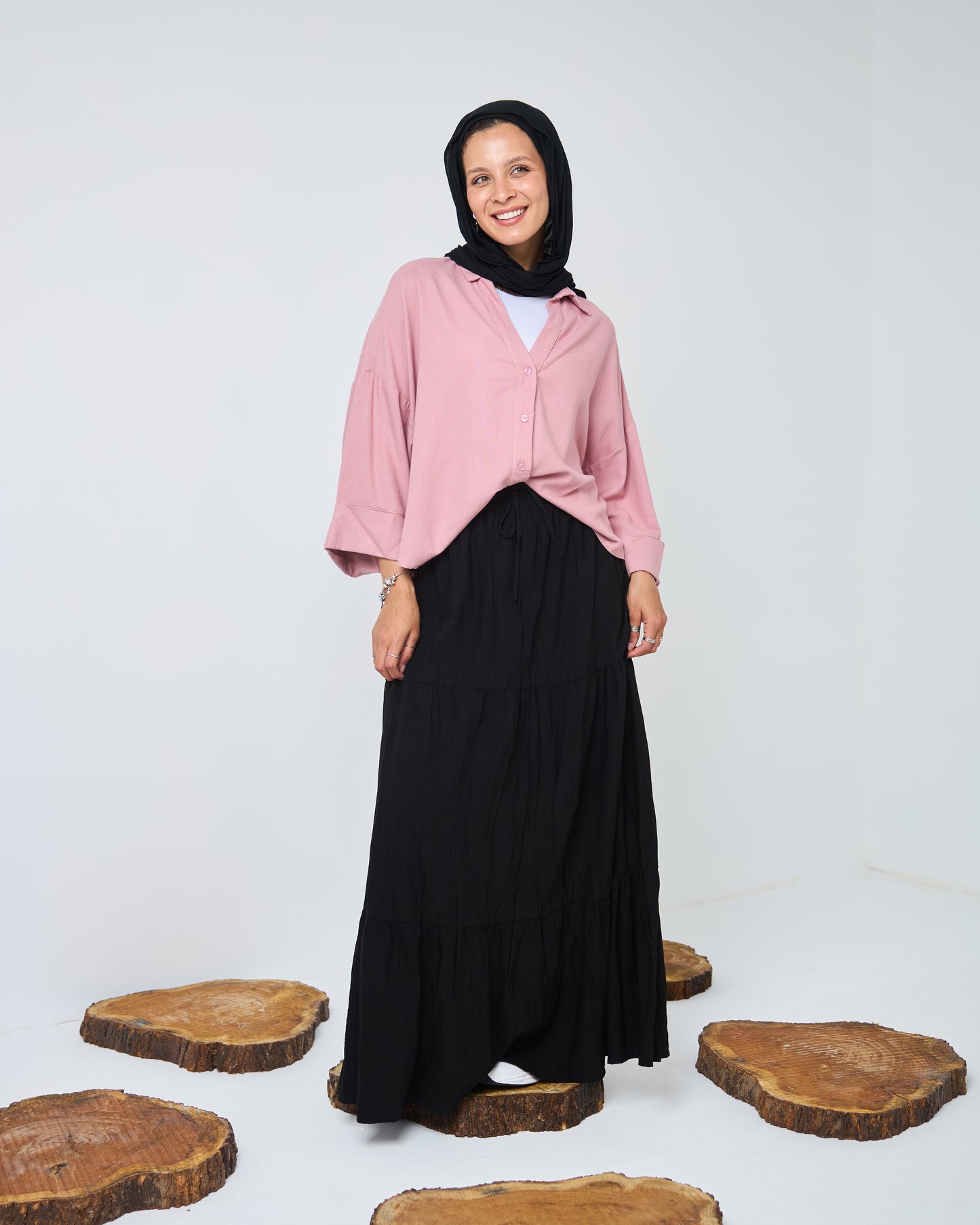 Flowy Linen Shirt in Rose-pink