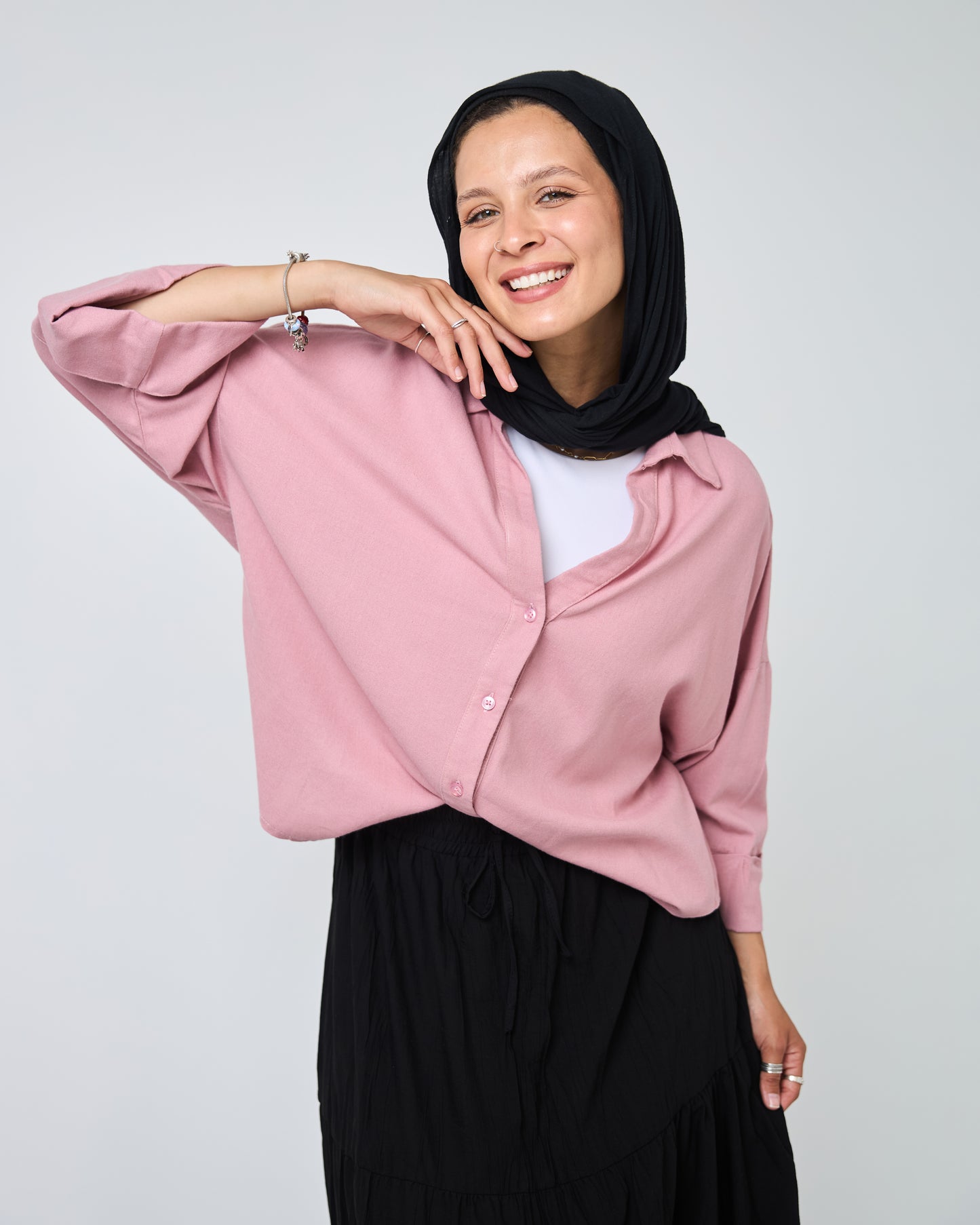 Flowy Linen Shirt in Rose-pink