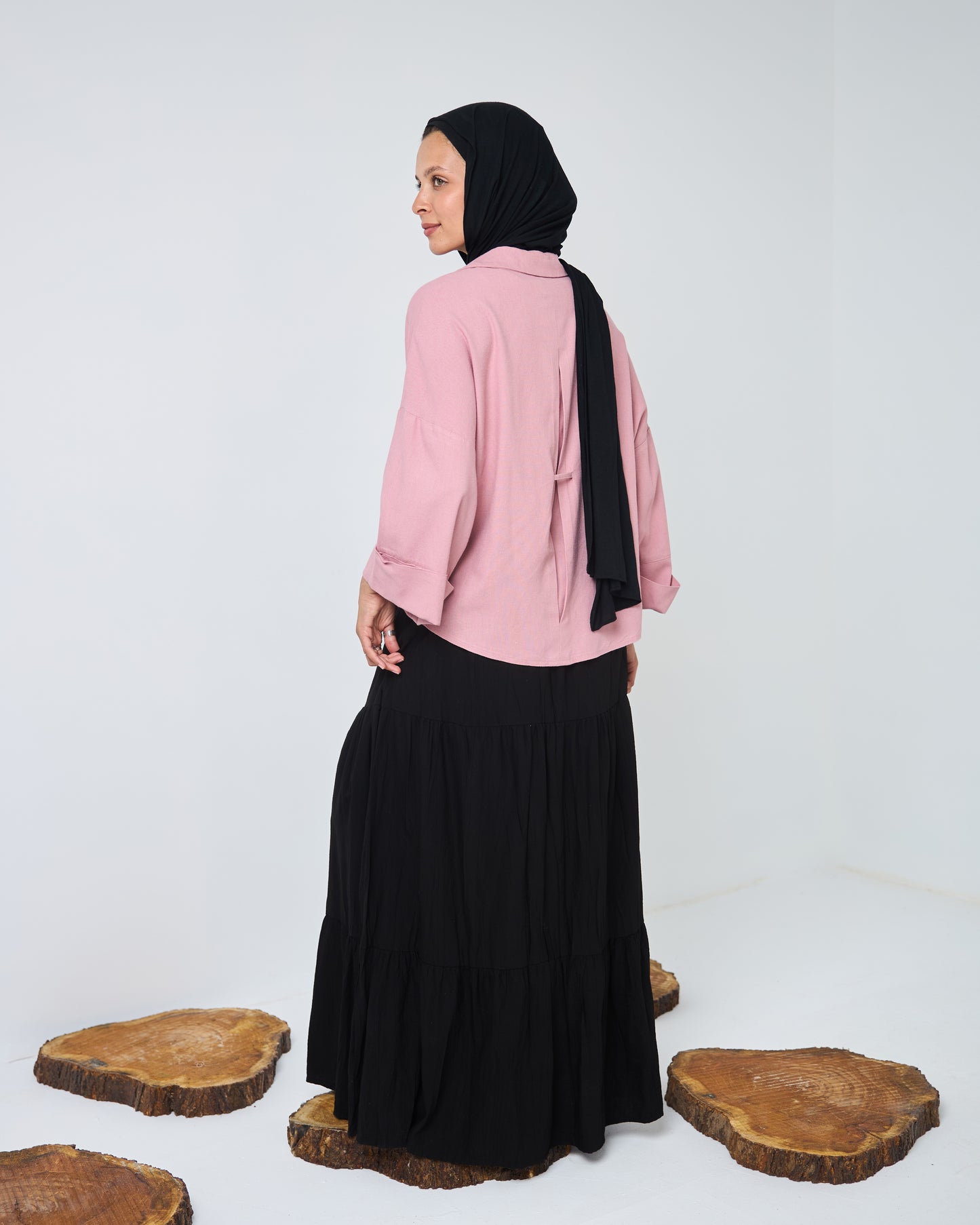 Flowy Linen Shirt in Rose-pink