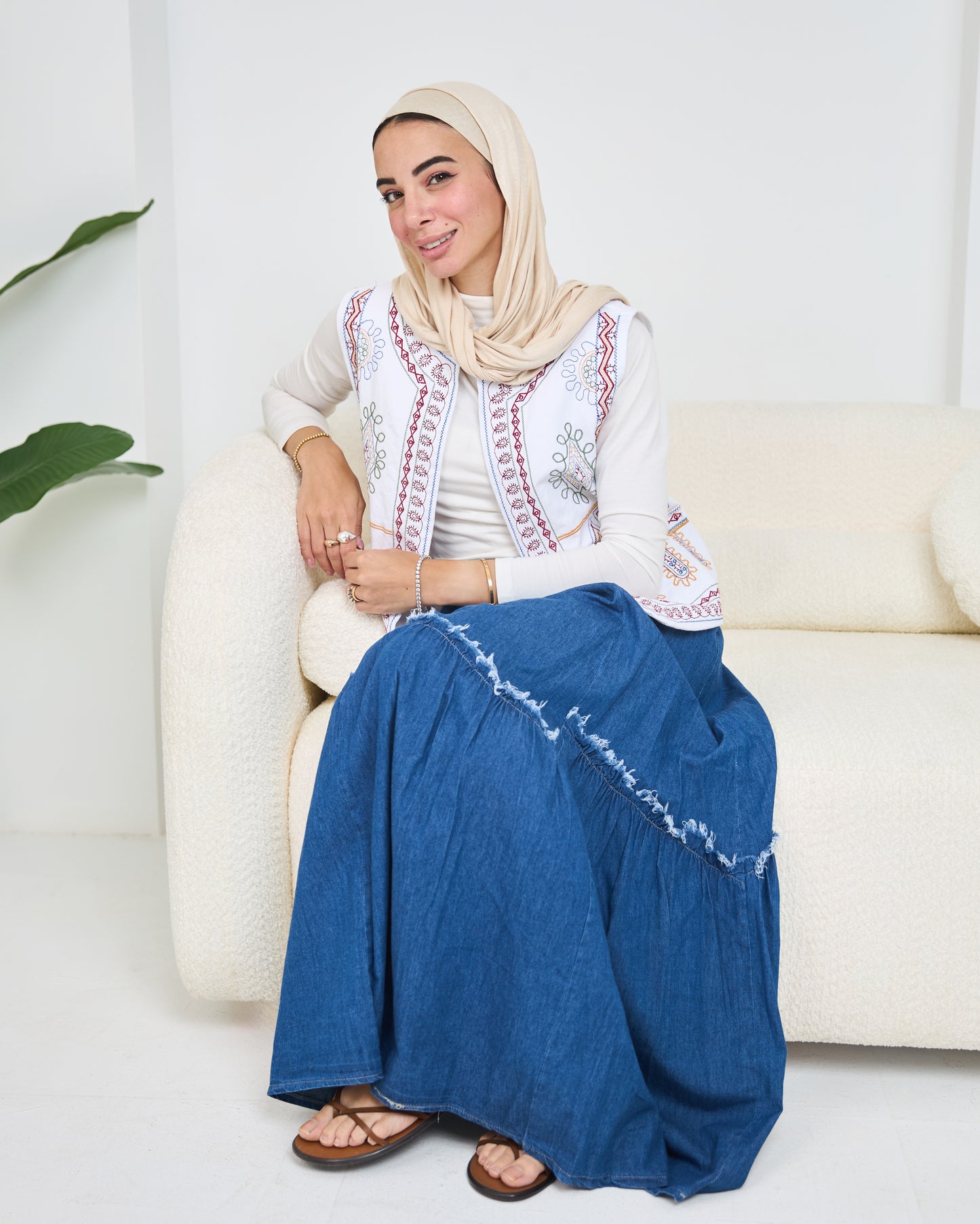 Tiered Denim Skirt