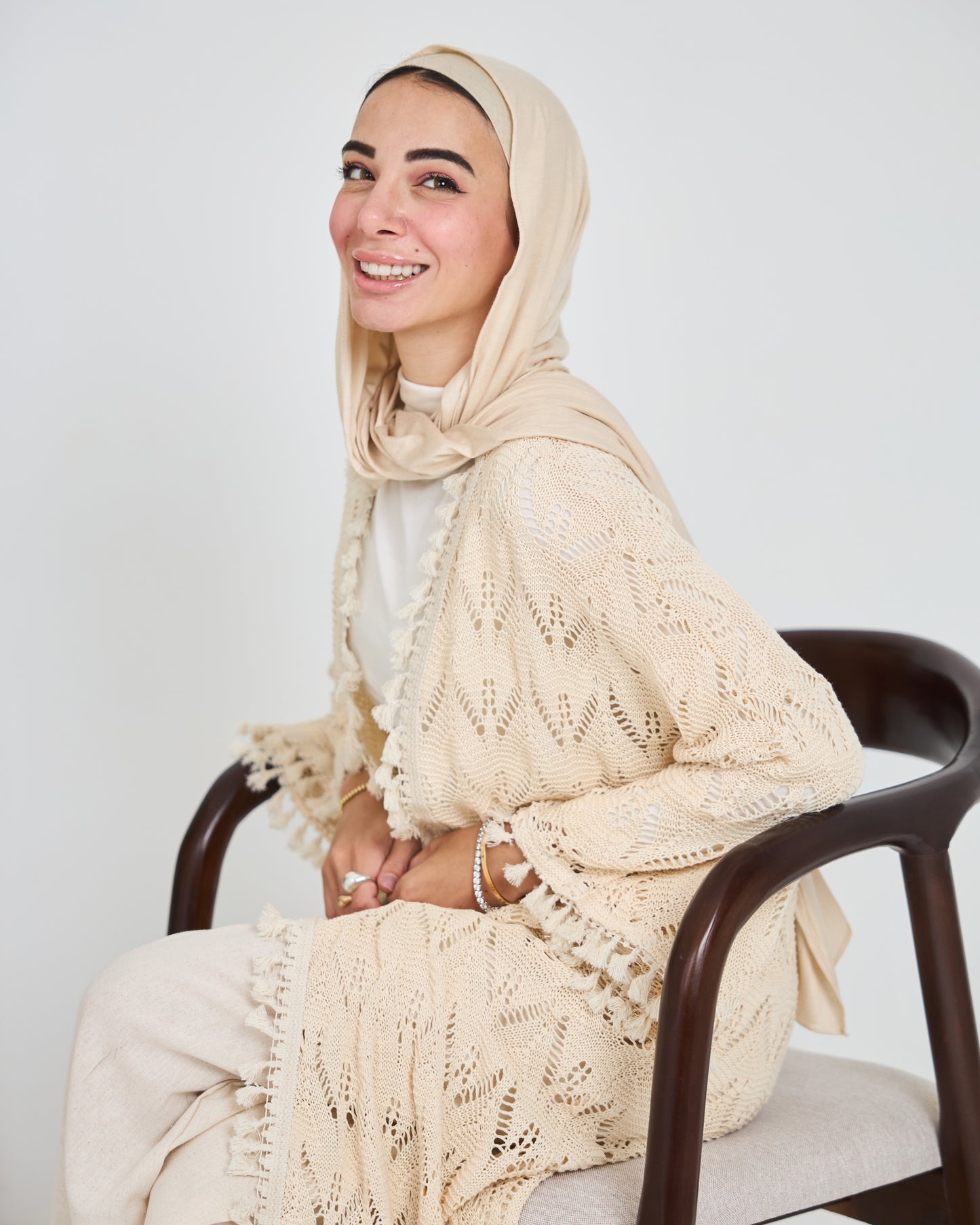 Hole-Knit Cardigan