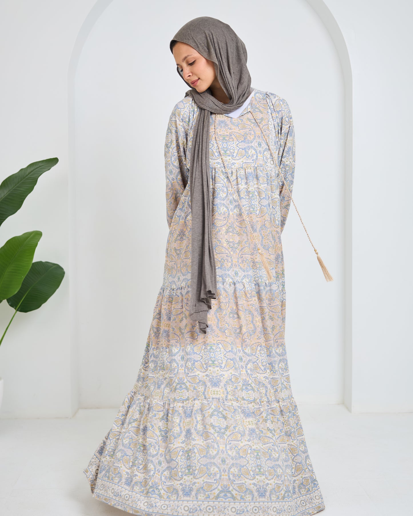 Paisley Pattern Dress with tassel knot