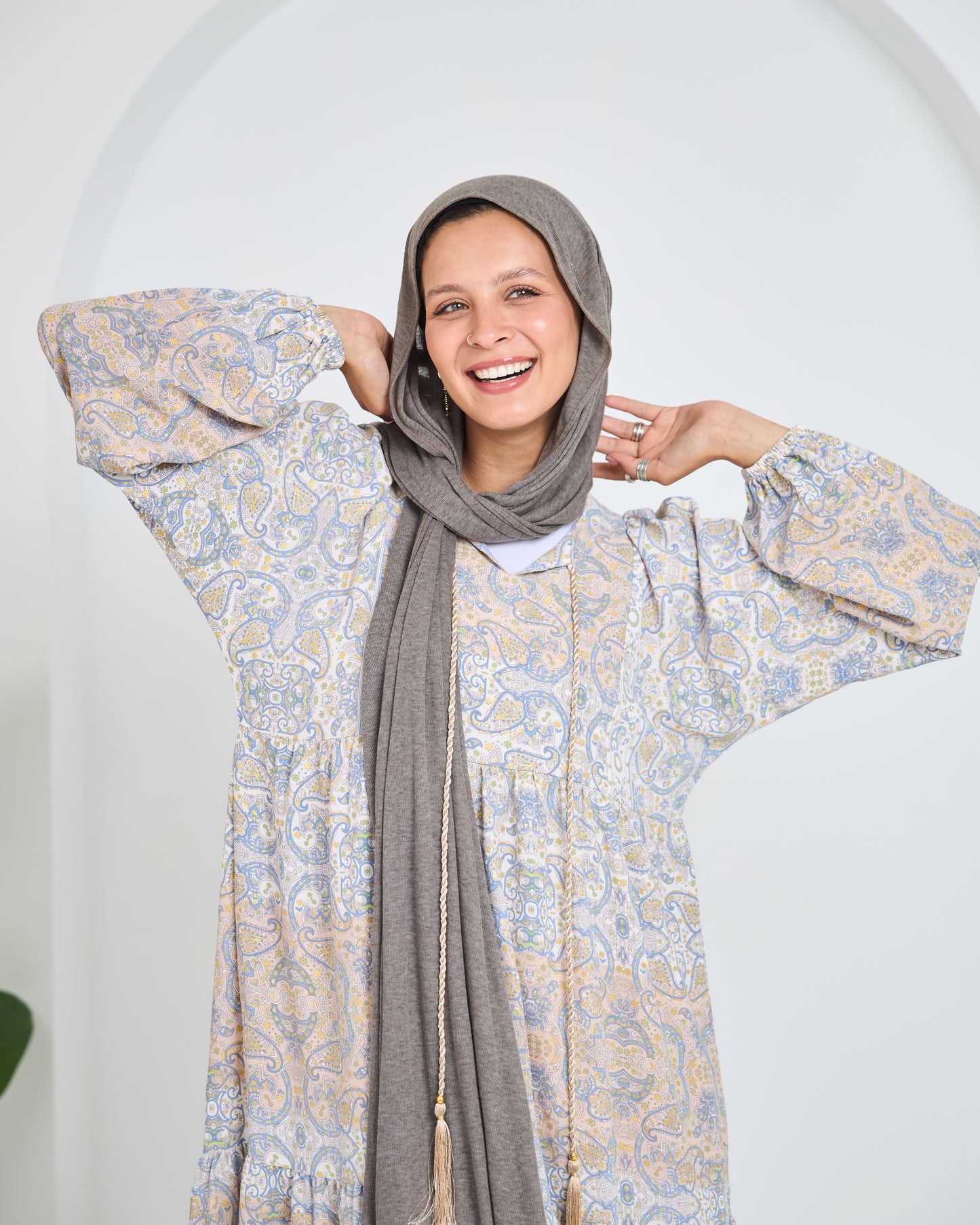 Paisley Pattern Dress with tassel knot
