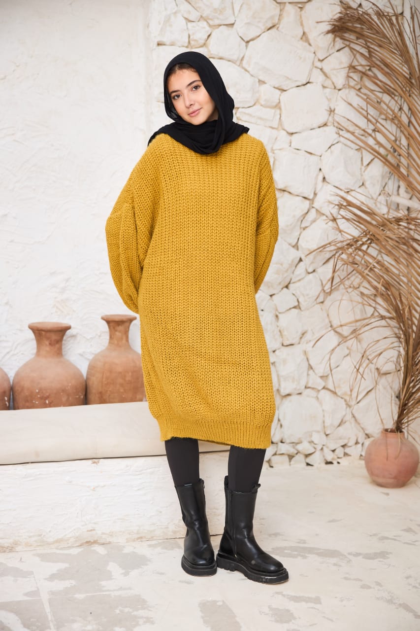 Extra Oversized Chunky Pullover in Mustard