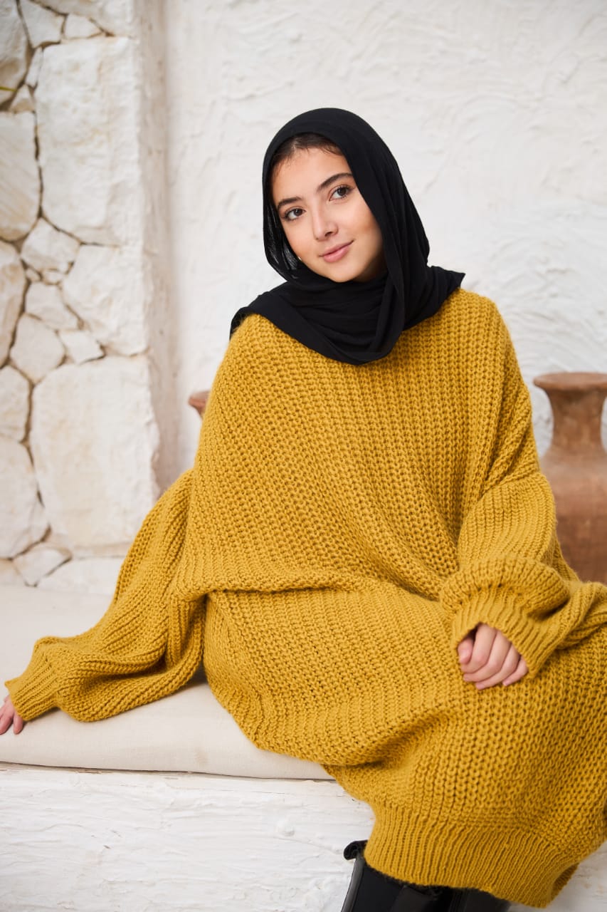 Extra Oversized Chunky Pullover in Mustard