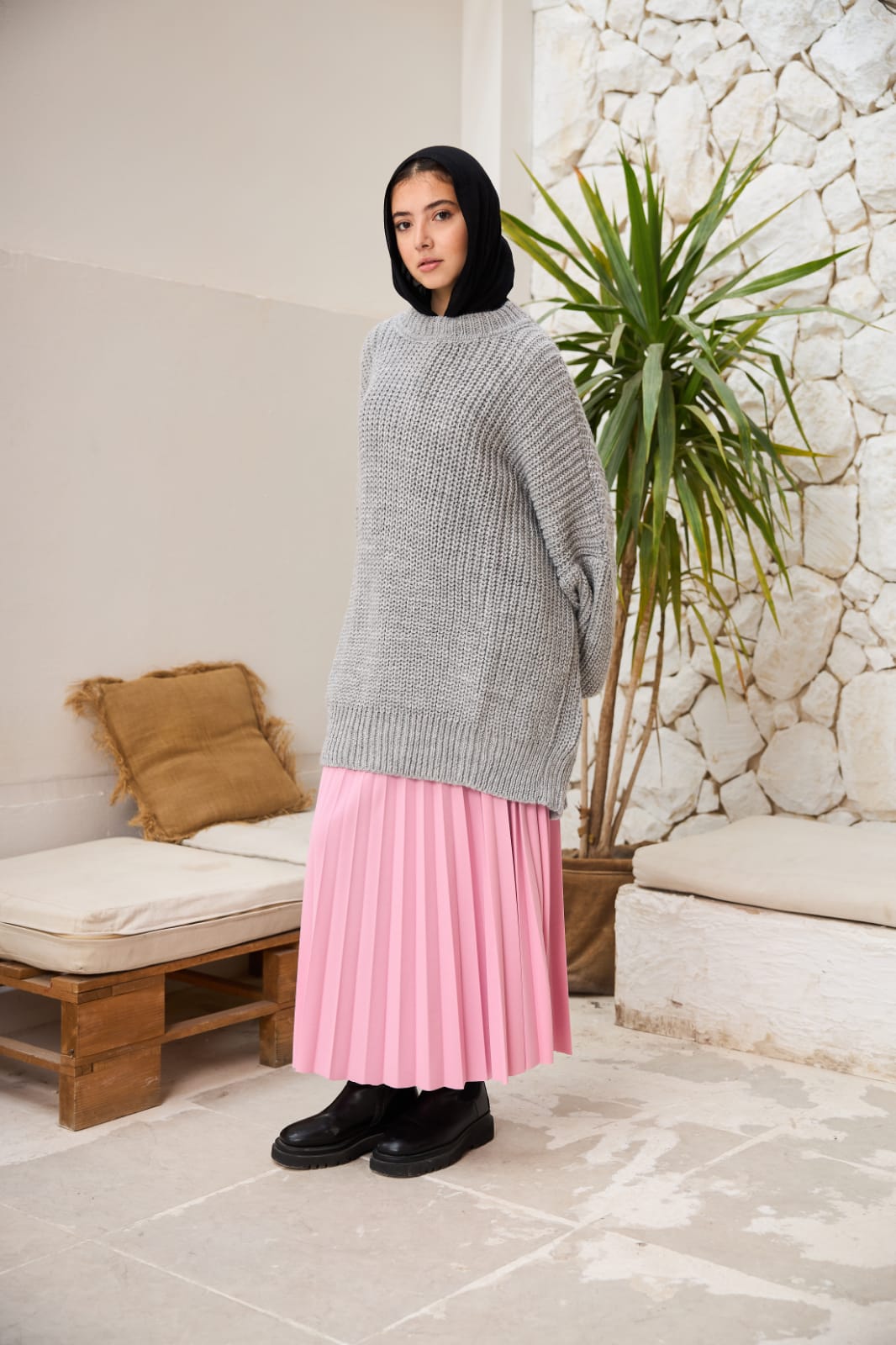 Extra Oversized Chunky Pullover in Grey