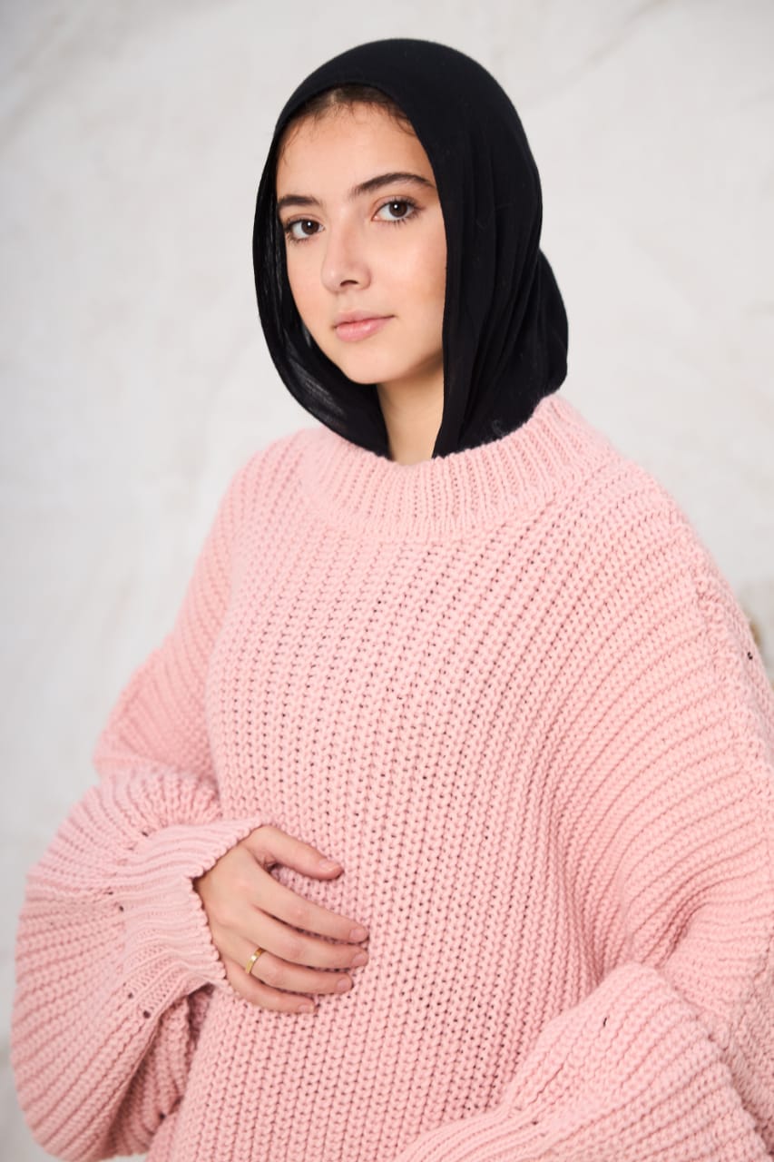 Extra Oversized Chunky Sweater in Rose