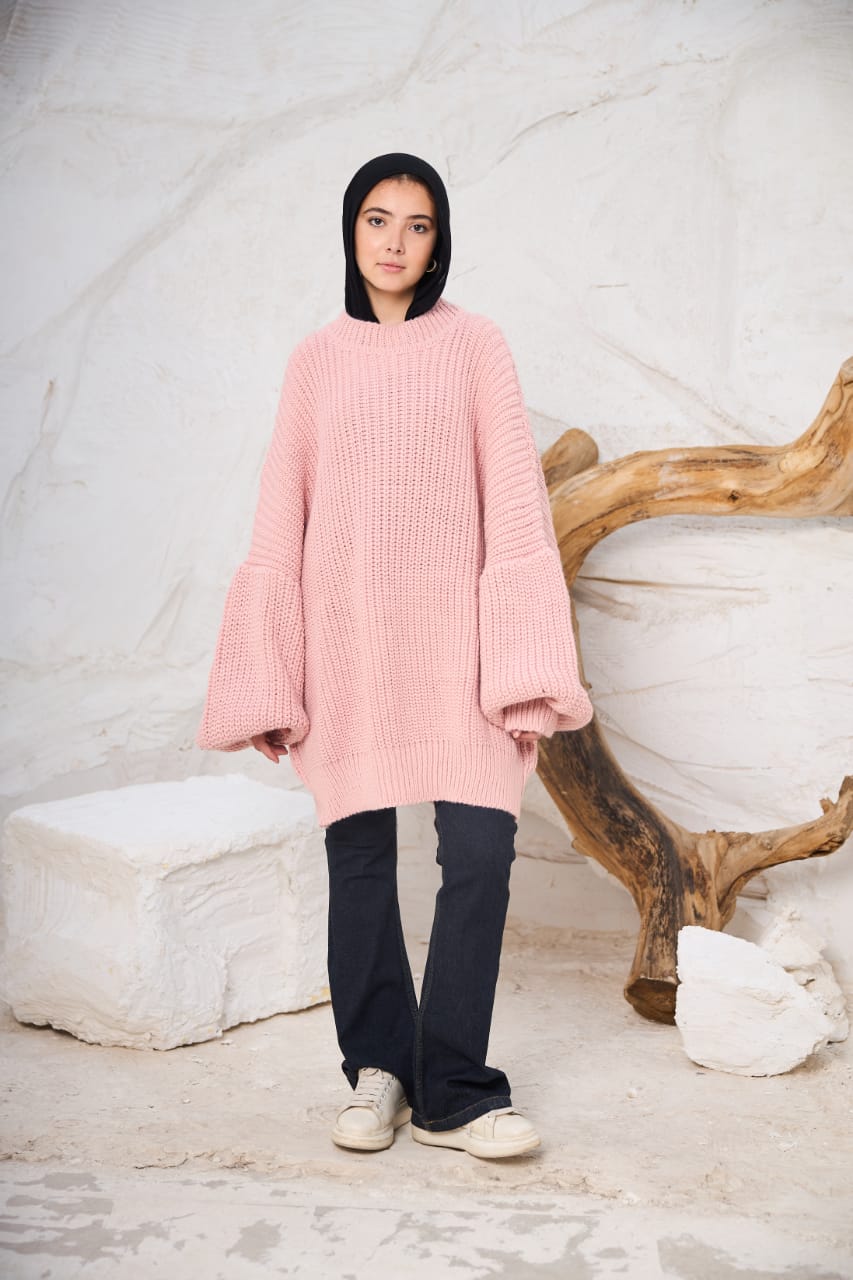 Extra Oversized Chunky Sweater in Rose