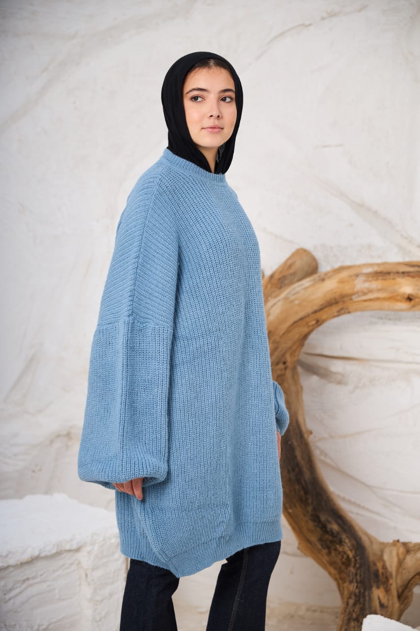 Extra Oversized Chunky Sweater in Blue