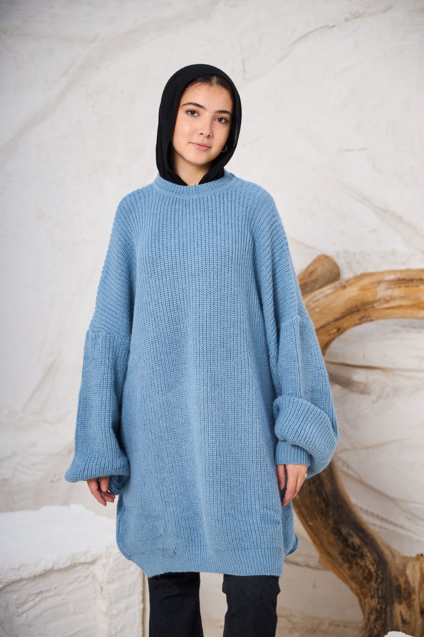 Extra Oversized Chunky Sweater in Blue