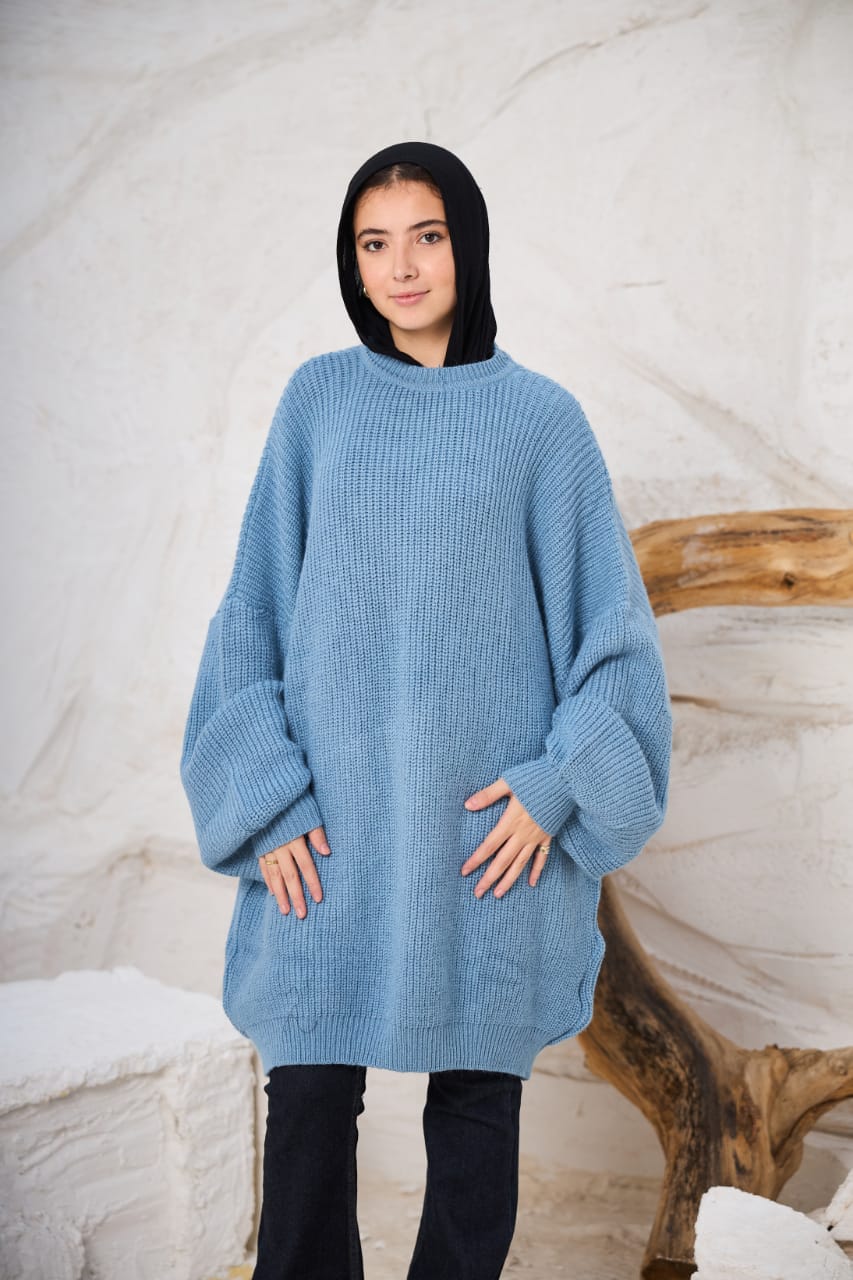 Extra Oversized Chunky Sweater in Blue