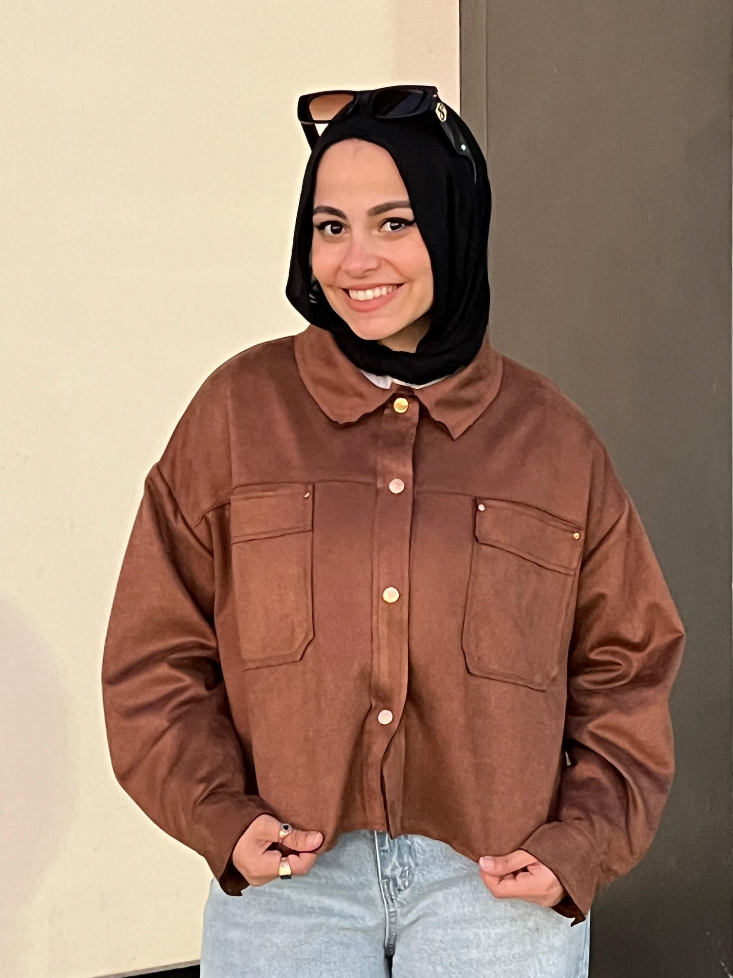 Camel suede shirt