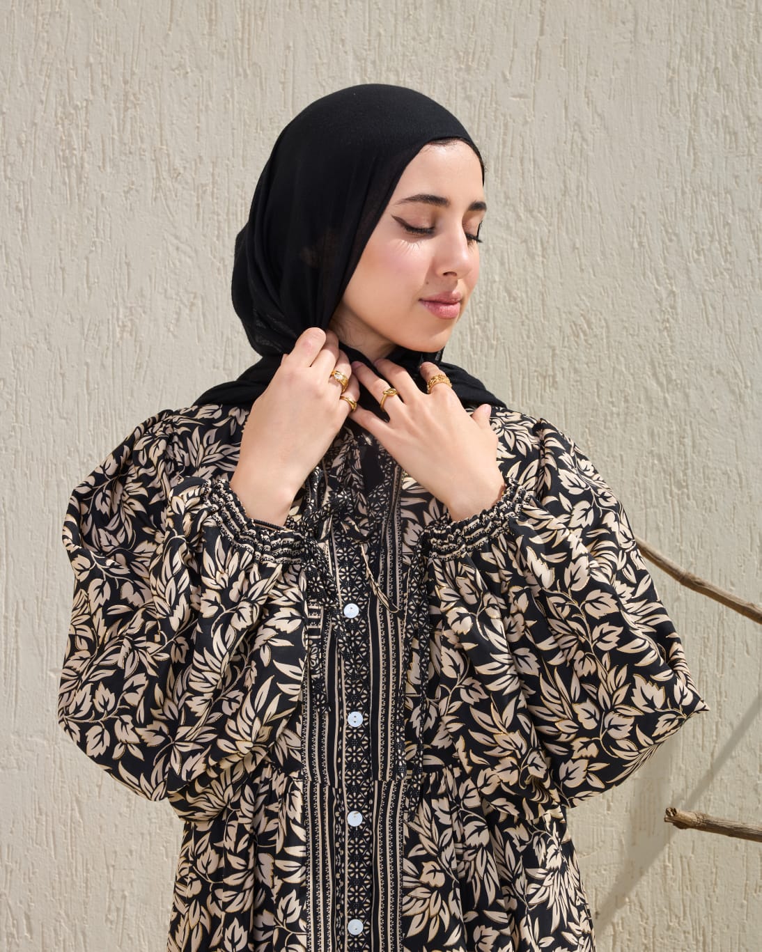 Leaves-Pattern Shirt Dress (pre order)