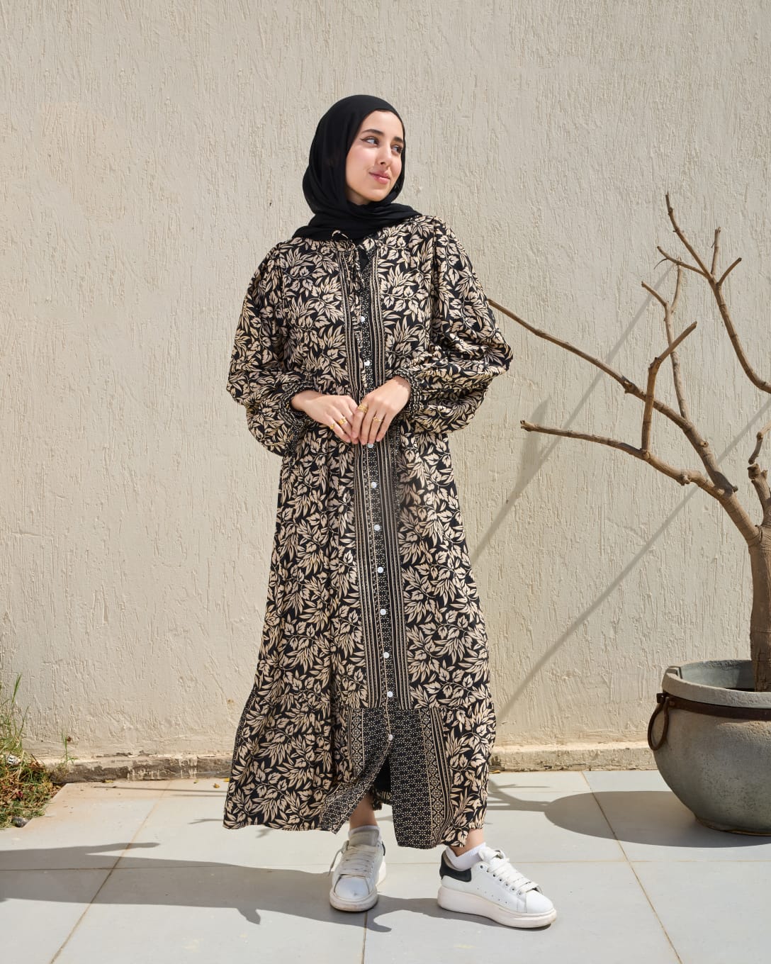 Leaves-Pattern Shirt Dress (pre order)