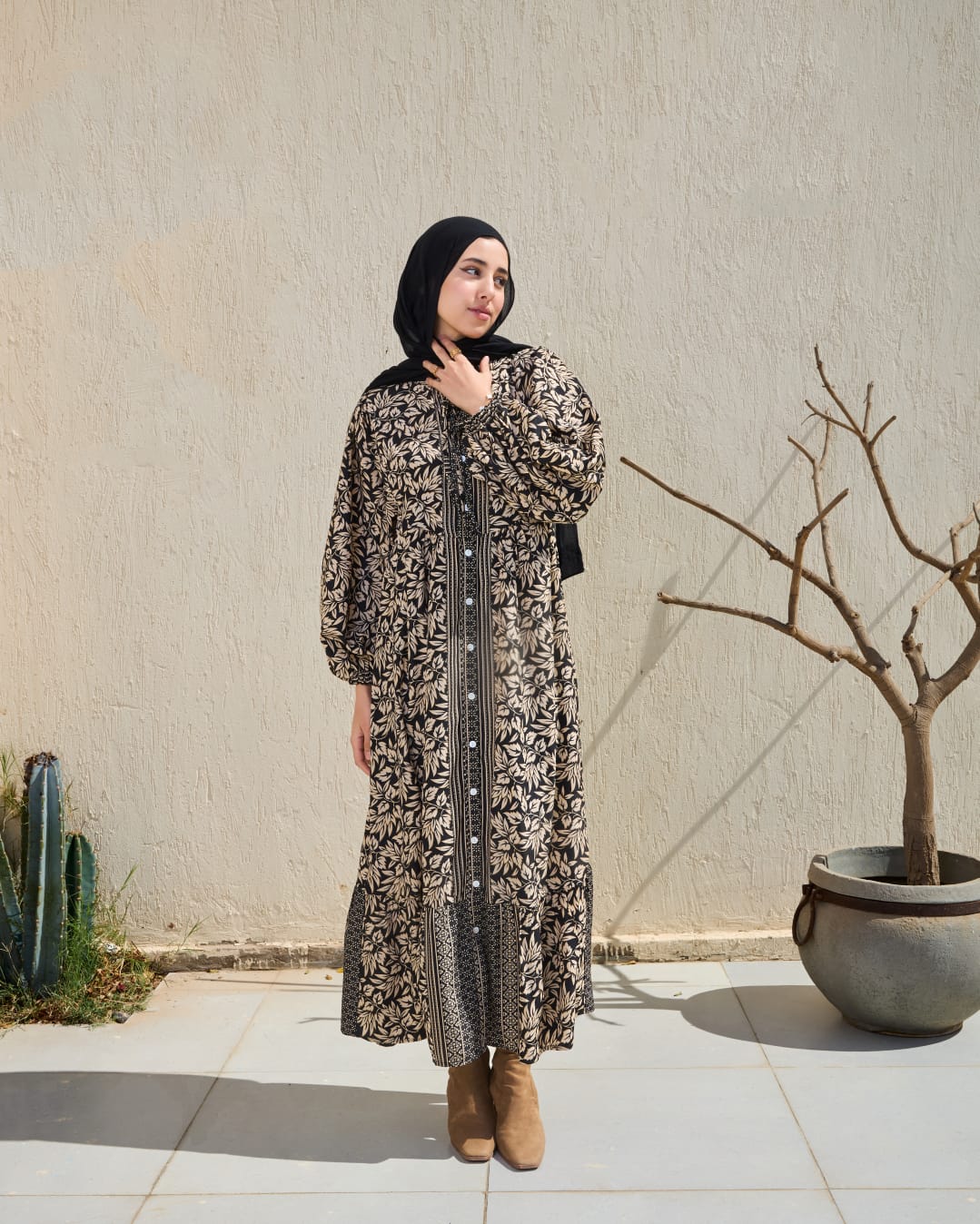 Leaves-Pattern Shirt Dress (pre order)