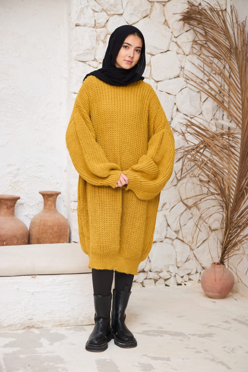 Extra Oversized Chunky Pullover in Mustard