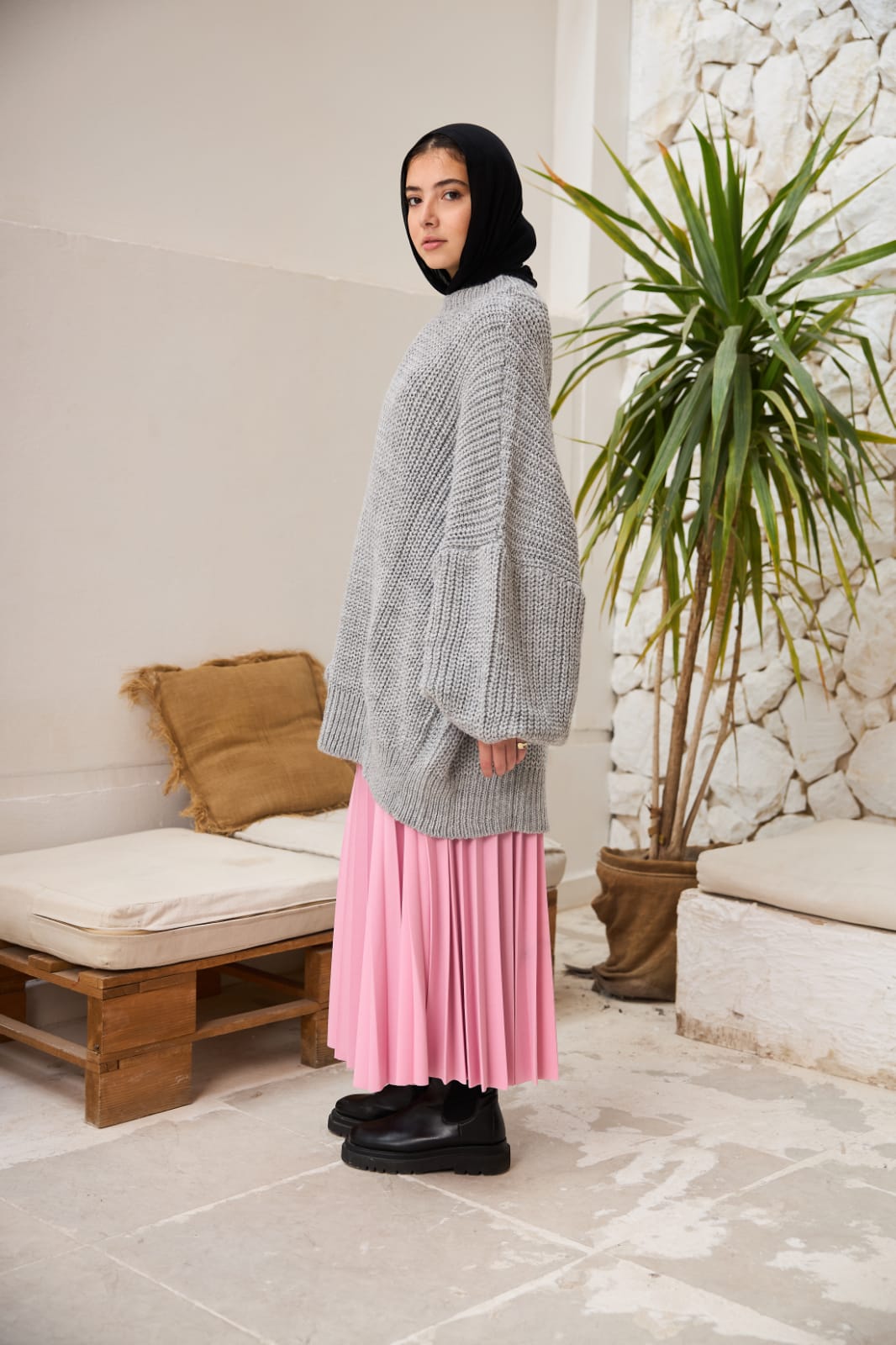 Extra Oversized Chunky Pullover in Grey