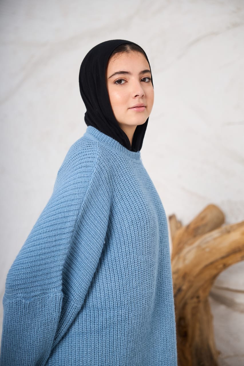 Extra Oversized Chunky Sweater in Blue