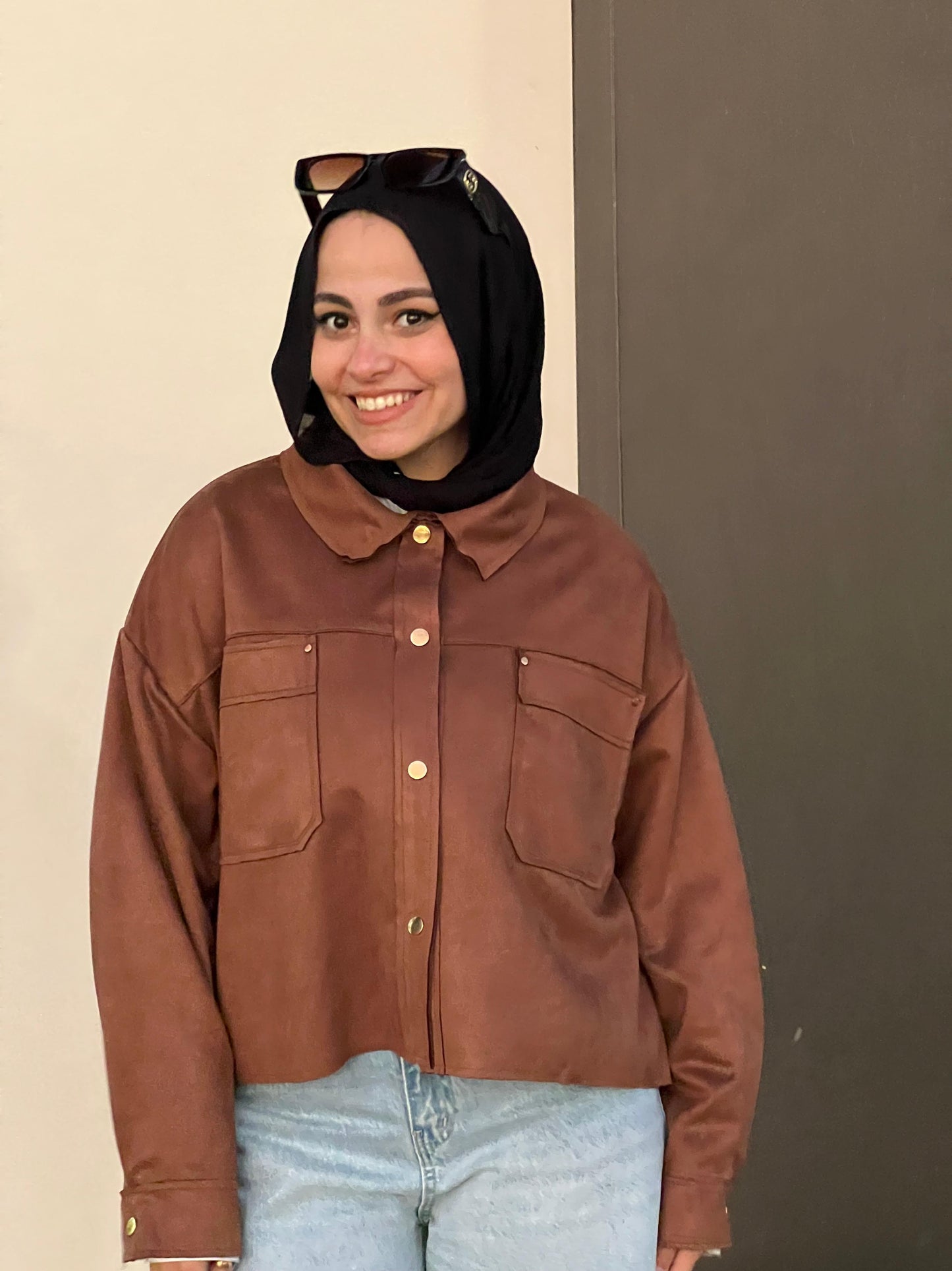 Camel suede shirt