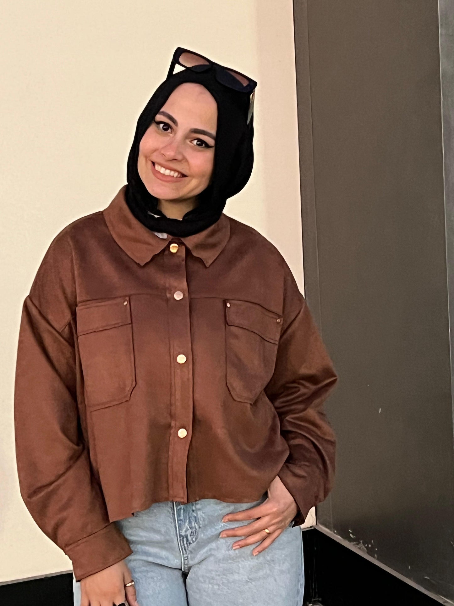 Camel suede shirt