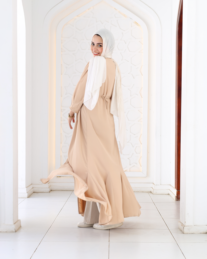 Plain Wrap Dress In Beige