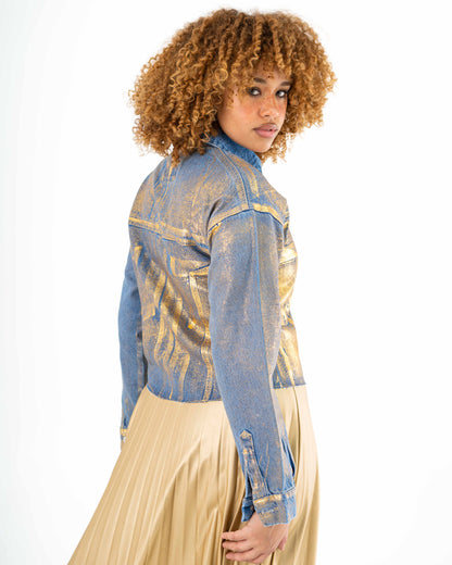 Shimmering Denim jacket "BlueXGold"