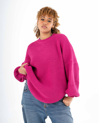 Extra Oversized Chunky Pullover In Pink