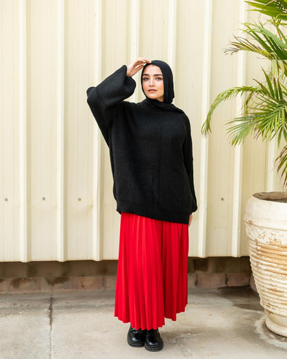 Oversized Chunky Pullover in black