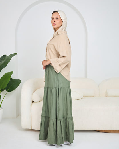Linen skirt in olive