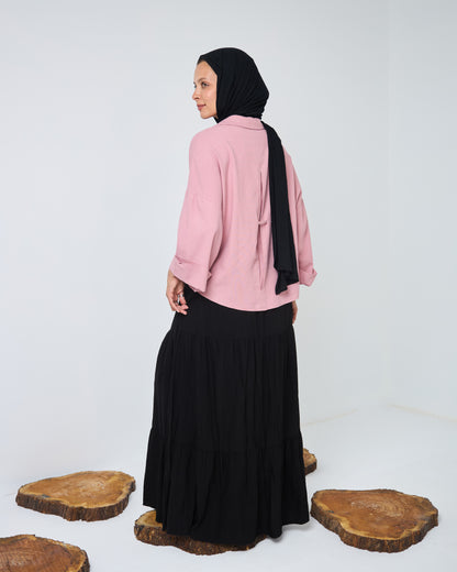 Flowy Linen Shirt in Rose-pink